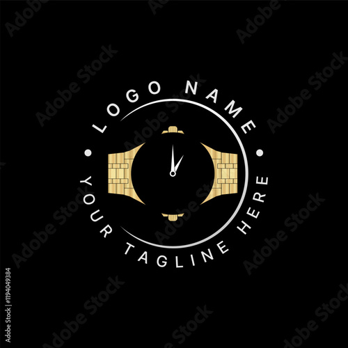 Logo design graphic concept creative premium vector stock image graphic unique watch gold male executive gentleman to classy accessory lifestyle brand