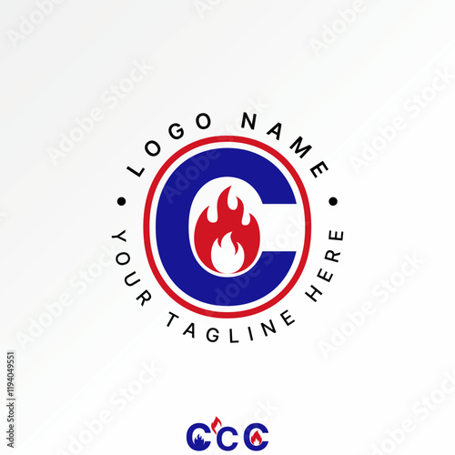 Logo design graphic concept creative premium vector stock image graphic letter C font fire flame hot warm blaze art to monogram fuel gasoline branding photo