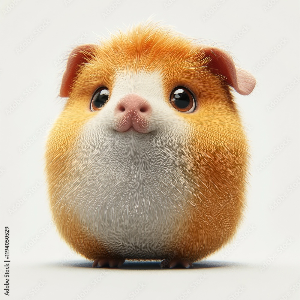 Fluffy Guinea Pig: An Adorable 3D Render of a Cute and Charming Pet Fluffy Guinea Pig: An Adorable 3D Render of a Cute and Charming Pet