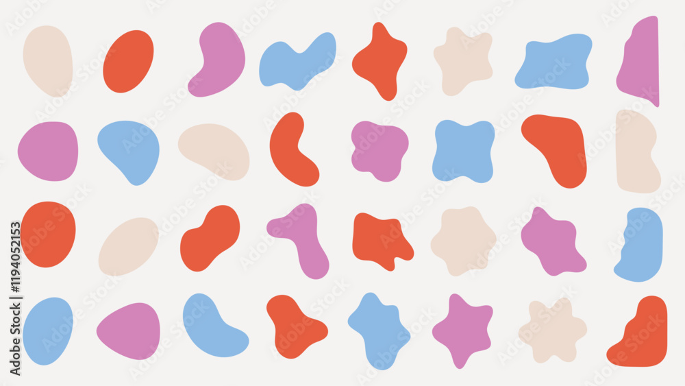 custom made wallpaper toronto digitalAbstract shapes in red, pink, blue, and beige. Colorful abstract shapes, varied forms. Abstract shapes, vibrant colors, artistic design. Colorful shapes, vector element set.