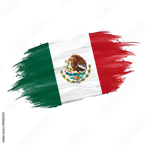 Mexican Flag Artistic Brush Stroke Design Patriotism Graphic National Symbol Image Grunge Texture Background Vibrant    