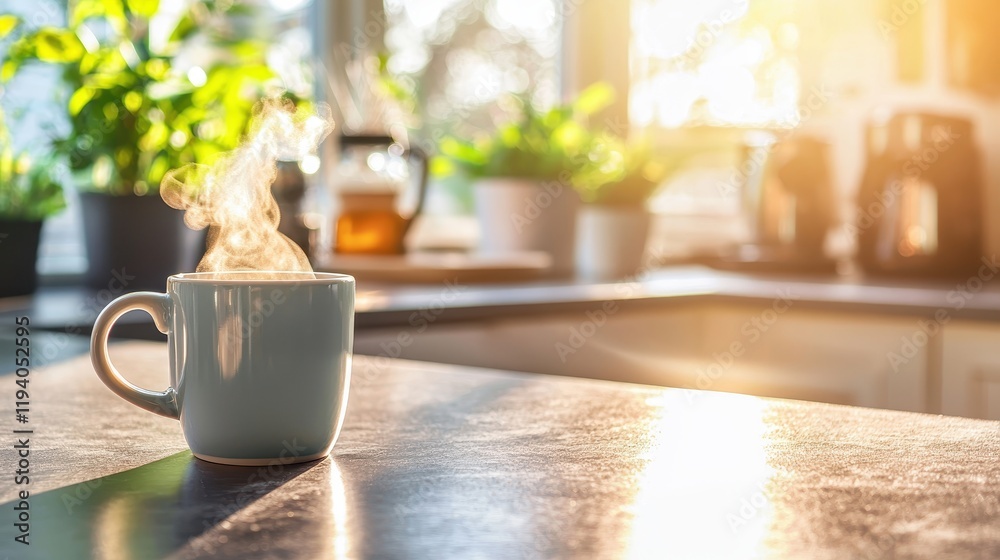Obraz premium Close-Up of Coffee Mug with Rising Steam