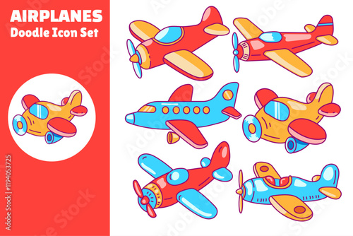 Aiplanes Element  Doodle Set Vector Illustration photo