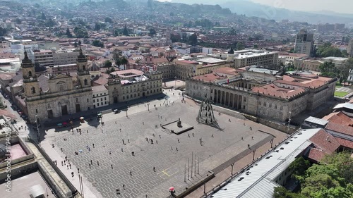 Plaza De Bolivar At Bogota In Cundinamarca Colombia. Downtown Cityscape. Financial District Background. Bogota At Cundinamarca Colombia. High Rise Buildings. Business Traffic. photo