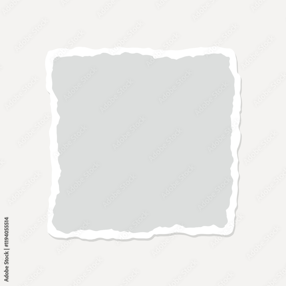 Blank torn paper square with rough edges on a light background, element vector Blank torn paper square with rough edges on a light background, element vector