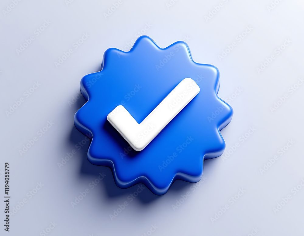 3D Render of a Blue Check Mark Badge A Symbol of Approval and Completion 3D Render of a Blue Check Mark Badge A Symbol of Approval and Completion