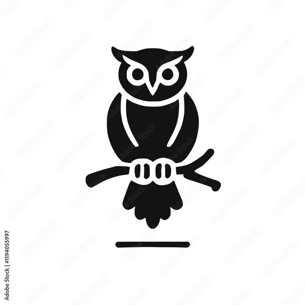 Obraz premium Silhouette einer Eule auf einem Ast - KI generiert