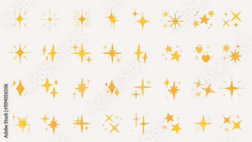 Collection of black starburst icons in various shapes. Starburst designs feature different styles and sizes. Perfect for graphic design and decoration. Element vector set.