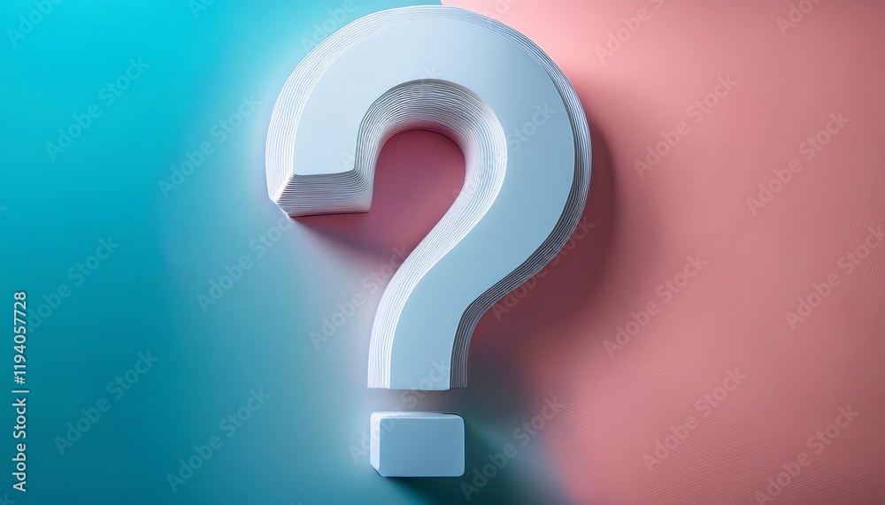 A 3D question mark floats against a colorful background, symbolizing curiosity, inquiry, and the search for answers. A 3D question mark floats against a colorful background, symbolizing curiosity, inquiry, and the search for answers.