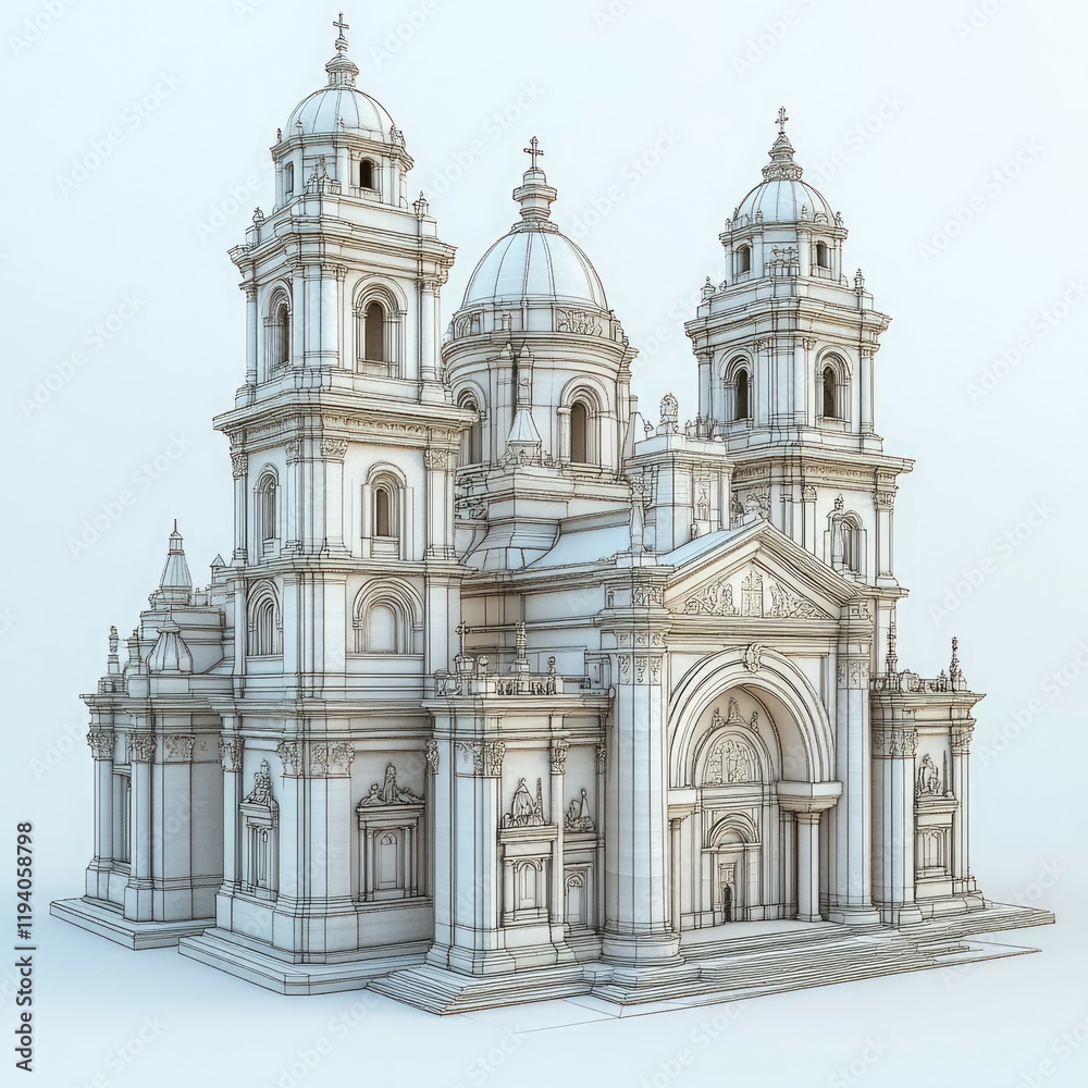 Majestic Cathedral: Architectural Marvel. A breathtaking 3D model of a grand cathedral, showcasing its intricate design and religious significance. Majestic Cathedral: Architectural Marvel. A breathtaking 3D model of a grand cathedral, showcasing its intricate design and religious significance.