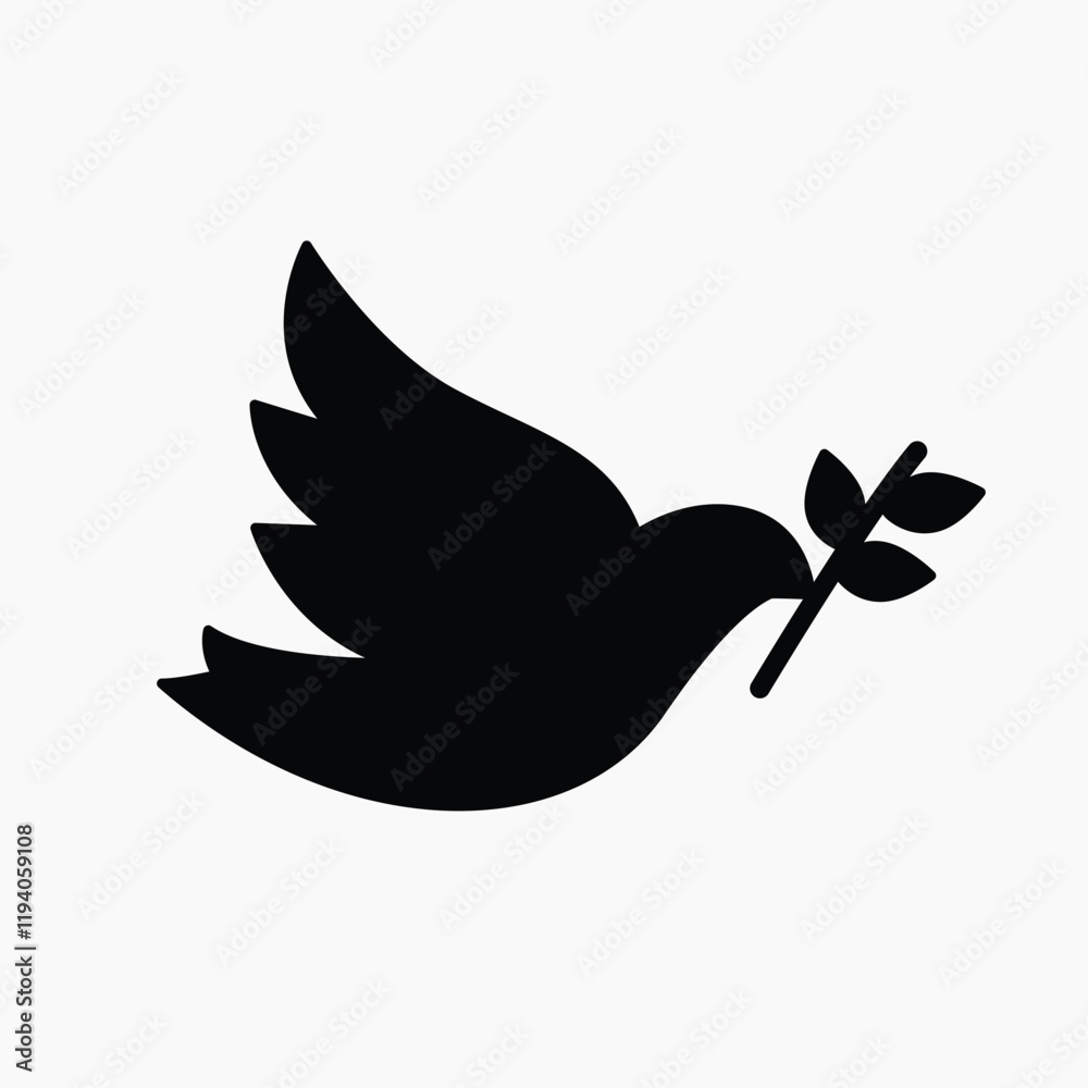 Dove and olive branch flat icon vector Dove and olive branch flat icon vector