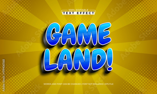 game land editable text effect with a game and happy text style