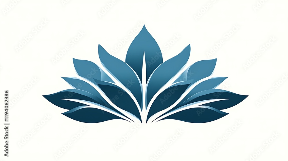 Abstract Blue Floral Design with Leaf Shapes Abstract Blue Floral Design with Leaf Shapes