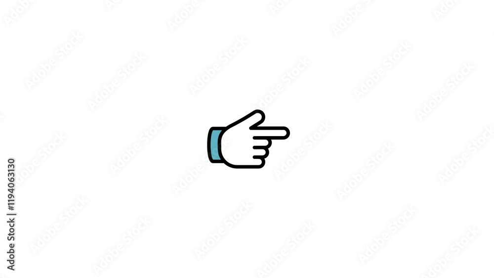 Moving Hand cursor pointing right direction animation
