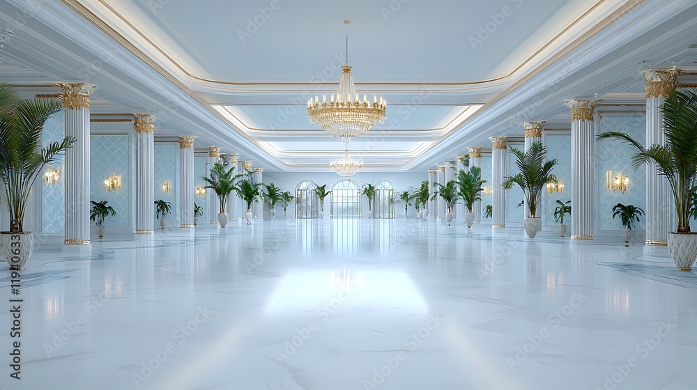 Obraz premium Bright and elegant opulence unveiling the luxurious interior of a grand hall
