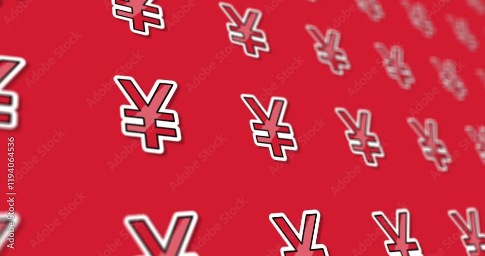 Animated yuan sign pattern design with horizontal scrolling