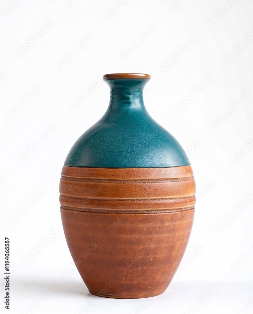 rustic earthenware vase The vase features a classic rounded shape, narrow neck, textured brown clay (1)
