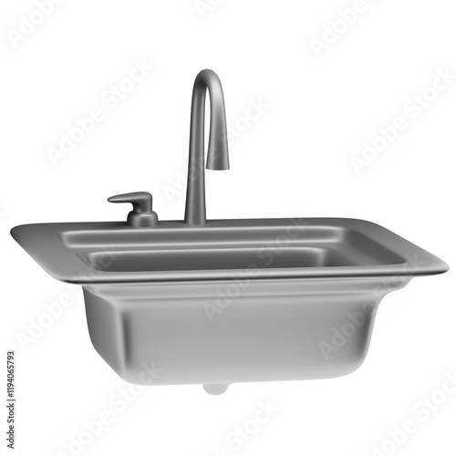 3D Kitchen Silver Sink Illustration