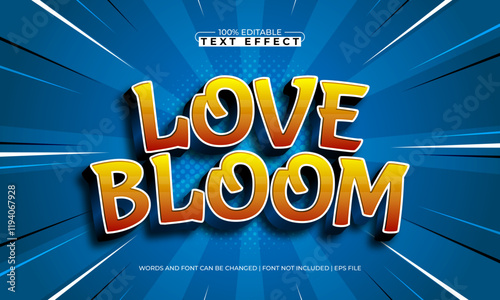 love bloom editable text effect with a kids and happy text style