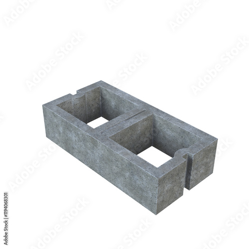 Cinder Block Double Sash 16x4 isolated on white