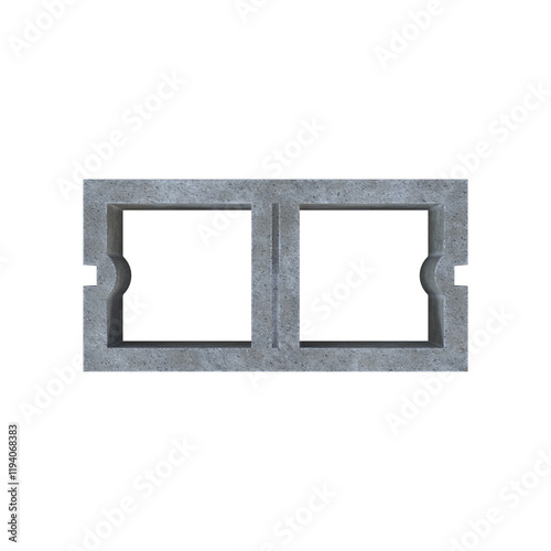 Cinder Block Double Sash 16x4 isolated on white