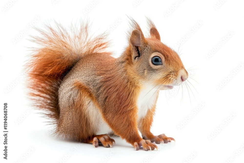 Eurasian red squirrel isolated on white background. Eurasian red squirrel isolated on white background.