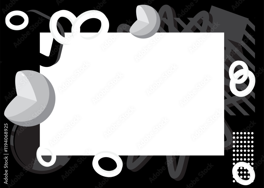 Black and white geometrical graphic retro theme background with place for text. Minimal geometric elements frame. Vintage abstract shapes for advertising. Black and white geometrical graphic retro theme background with place for text. Minimal geometric elements frame. Vintage abstract shapes for advertising.
