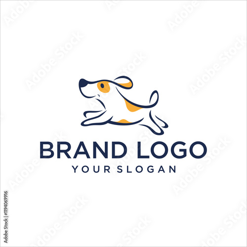cute dog jump company logo vector
