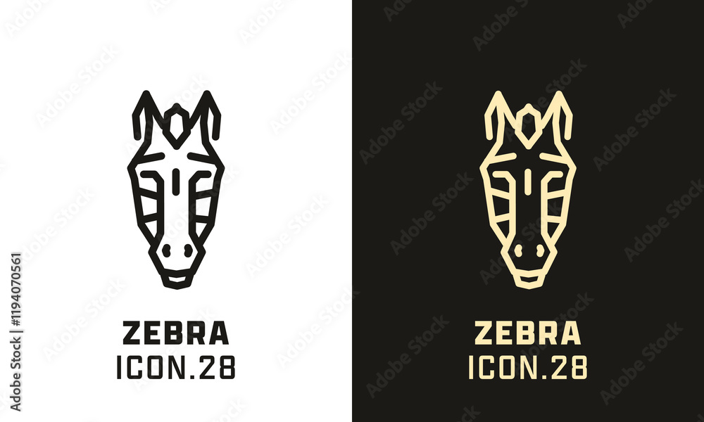Zebra stylized head geometric line icon Zebra stylized head geometric line icon