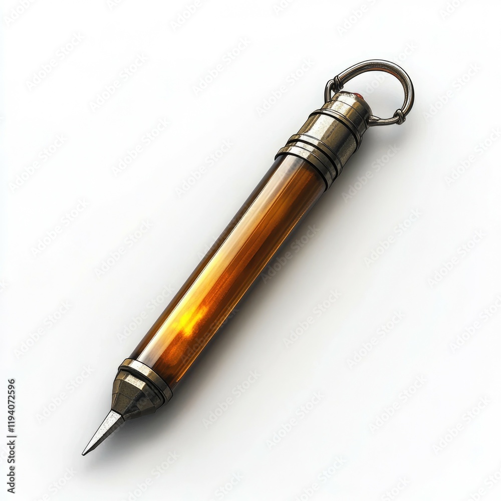 Naklejka premium Vintage Luxury Pen: A Collector's Dream. Elegant, Ornate Design, Golden Hues, and Intricate Details. A Classic Writing Instrument.