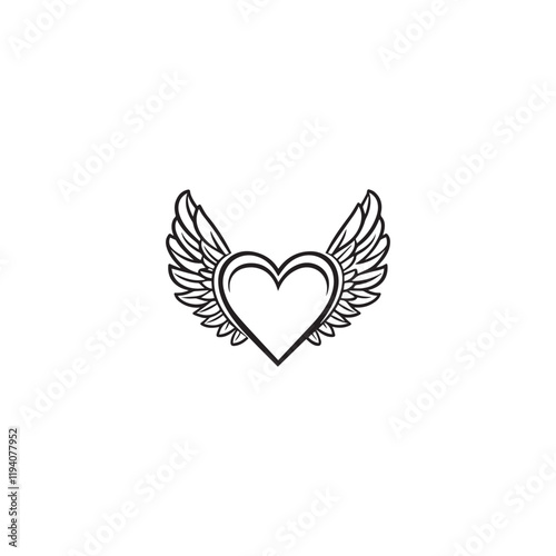 14 February valentine day vector heart with wings