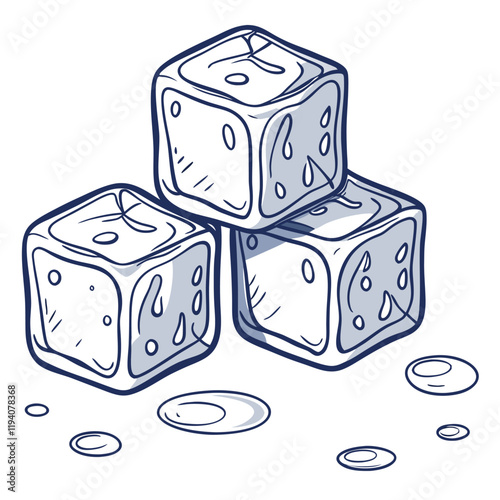 Ice Cubes Blue Transparent 