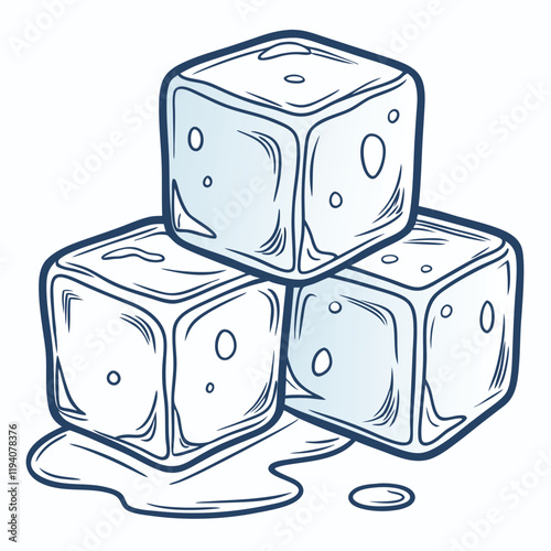  Ice Cubes Blue Transparent 