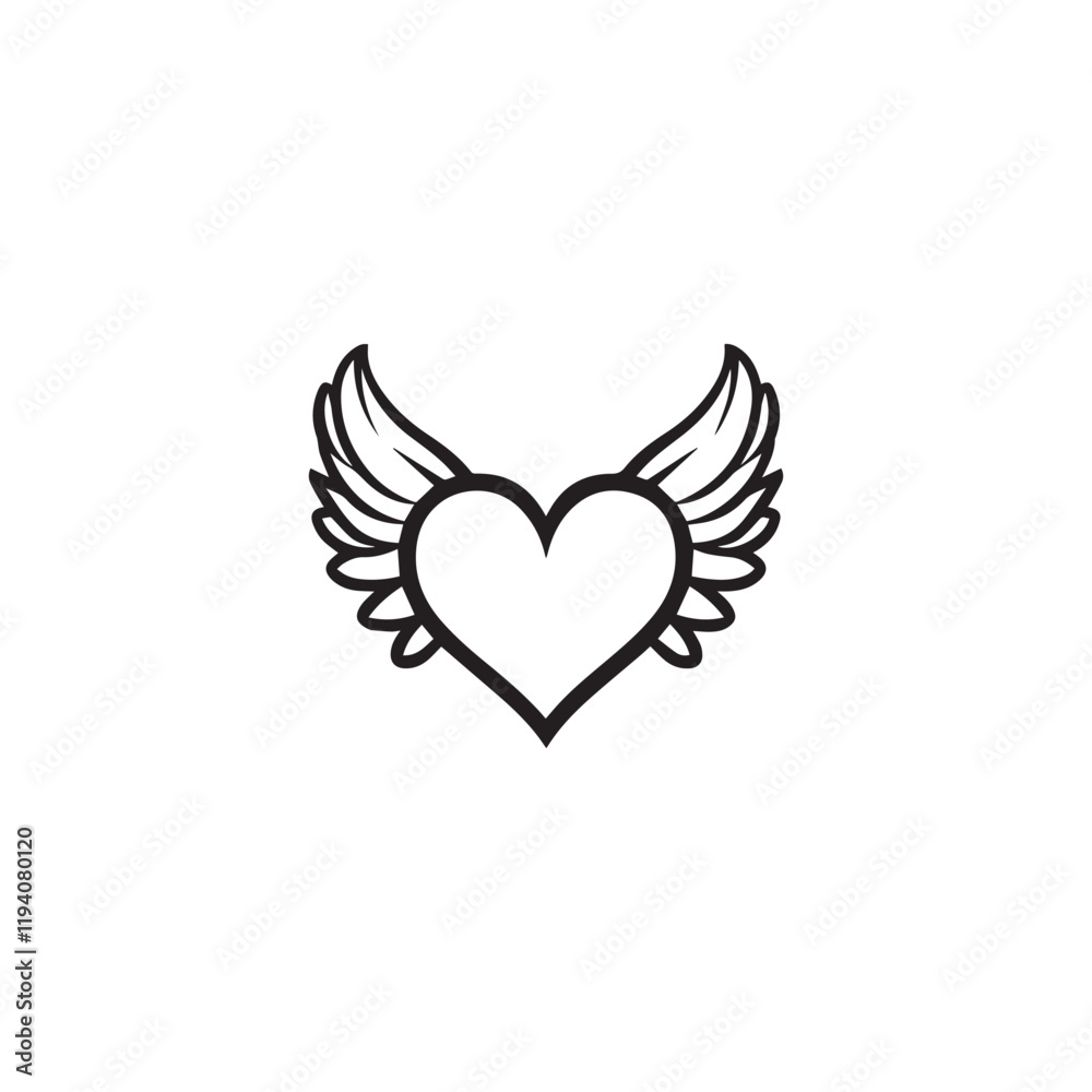 14 February valentine day vector heart with wings 14 February valentine day vector heart with wings