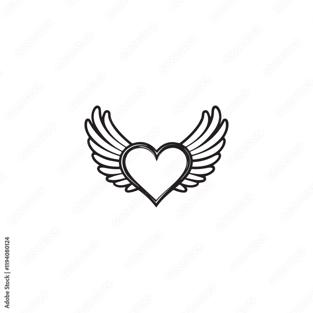 14 February valentine day vector heart with wings 14 February valentine day vector heart with wings