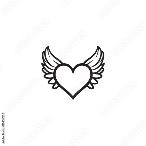 14 February valentine day vector heart with wings