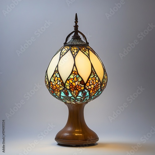 Elegant Tiffany Style Stained Glass Table Lamp, Home Decor photo