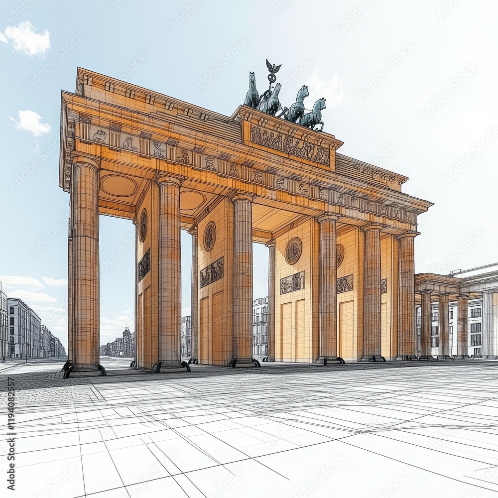 Obraz premium Brandenburg Gate: An Architectural Marvel of Berlin, Germany. A Historic Landmark, Iconic Symbol, and Popular Tourist Destination.
