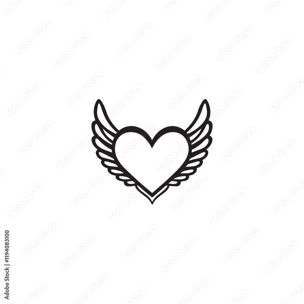 14 February valentine day vector heart with wings