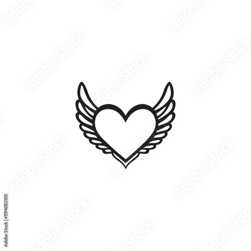 14 February valentine day vector heart with wings