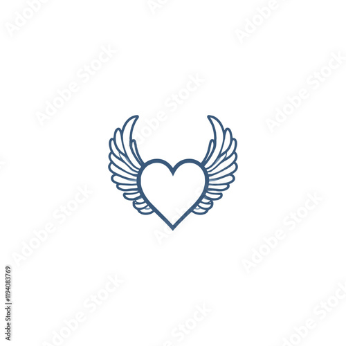 14 February valentine day vector heart with wings