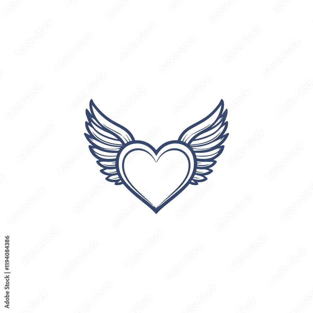 14 February valentine day vector heart with wings 14 February valentine day vector heart with wings
