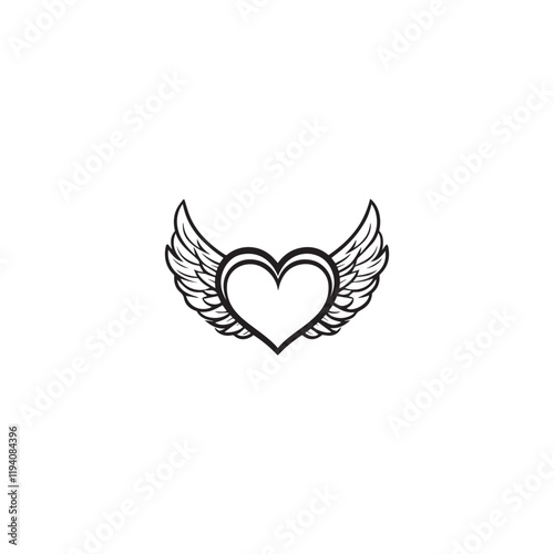 14 February valentine day vector heart with wings