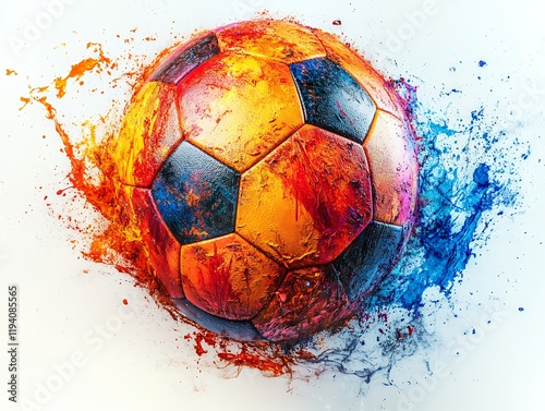 Wallpaper Mural A painted soccer ball in a vibrant explosion of colors.  Dynamic and energetic artwork. Torontodigital.ca