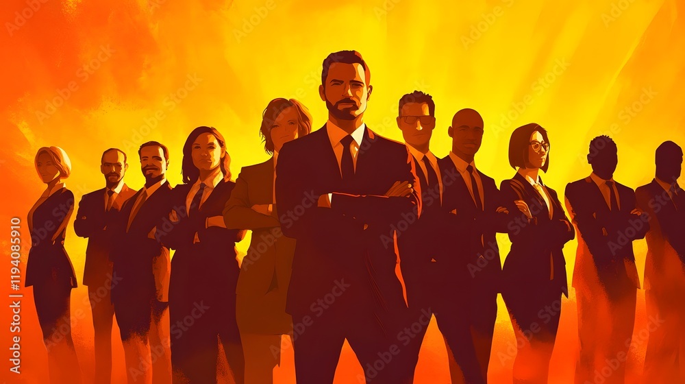 Powerful Business Team Confidently Standing Together Powerful Business Team Confidently Standing Together