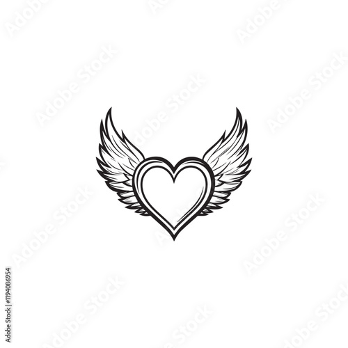 14 February valentine day vector heart with wings