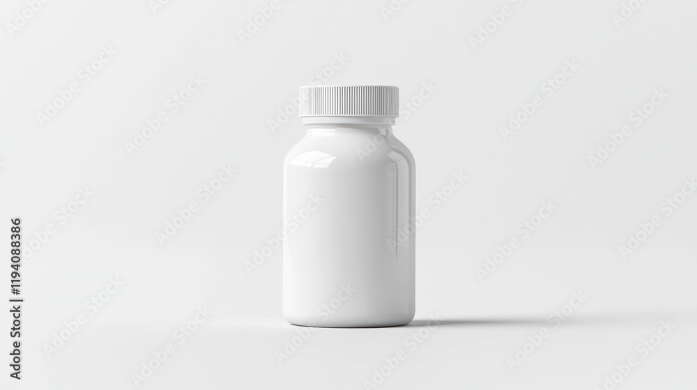 White supplement bottle mockup, no label, with high-definition resolution on white background. White supplement bottle mockup, no label, with high-definition resolution on white background.