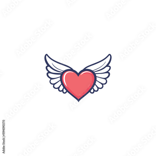 14 February valentine day vector heart with wings