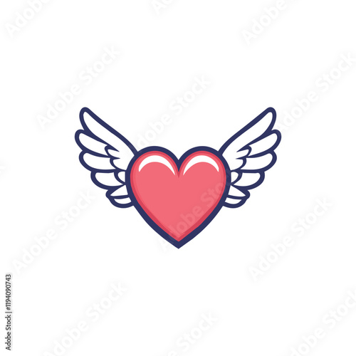 14 February valentine day vector heart with wings