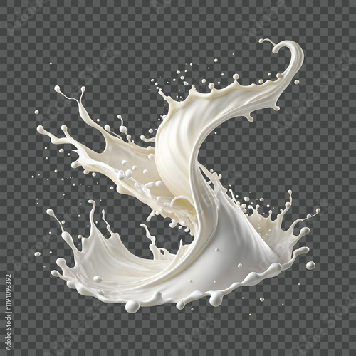 3D vector milk splash and pouring, realistic natural dairy products, yogurt or cream